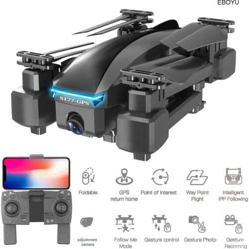 EBOYU CSJ S177 GPS RC Drone 4K Dual Cams 5G WiFi FPV Drone Optical Flow Positioning RC Quadcopter with GPS Return Home RTF Toy