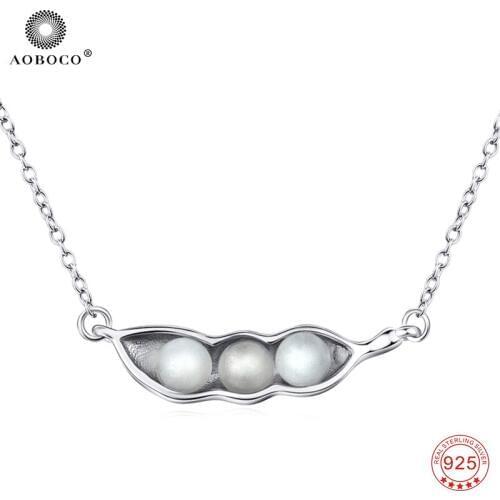 Hot Sale 925 Sterling Silver Necklaces Pea pods Personalise Pendants Necklaces 925 Silver Chain Fine Jewelry Women Gifts GNX0215