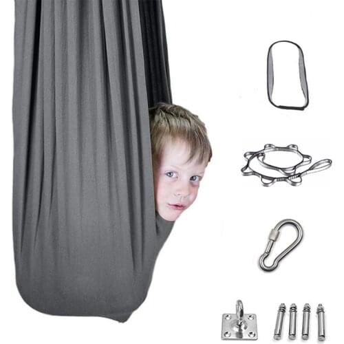 150*280CM Kids adult Cotton Outdoor Indoor Swing Hammock Cuddle Up To Sensory Child Therapy Soft Elastic Parcel Steady Swing