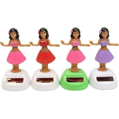 LCLL-4x Solar Powered Dancing Hula Girl Swinging Bobble Toy Gift For Car Decoration