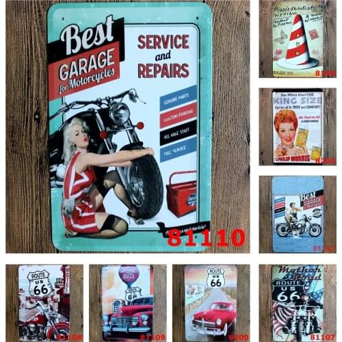 Best Garage for Motorcycles Vintage Metal Poster Service and Repairs Route US 66 King Size for Garage Bar Decoration Street Sign