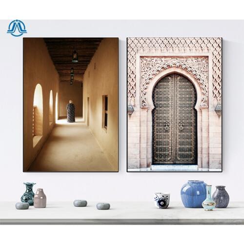 Morocco Door Vintage Poster World Famous Architecture Art Picture Printed Modern Home Living Room Canvas Painting Decoration Art