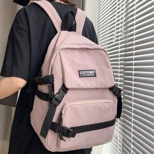 Fashion Male Kawaii Backpack Cool Girl Book School Bag Women Buckle Nylon Boy Backpack Trendy Student College Men Bag New Ladies