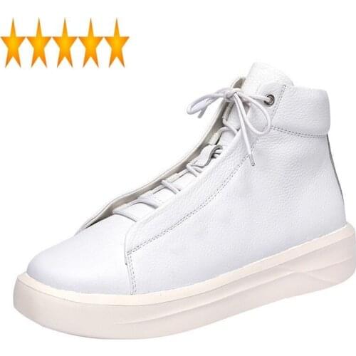 High Leather Mens Top Genuine New Autumn Lace Up Height Increasing Platform Casual Walking Active Shoes Men White Sneakers