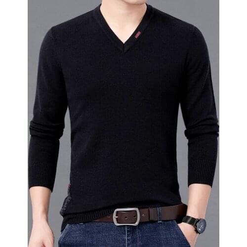 Men Sweater 2021 New Arrival Autumn And Winter Slim V-neck Fashion Male Knitted Pullover Sweater Korean Style Hot Sale M08