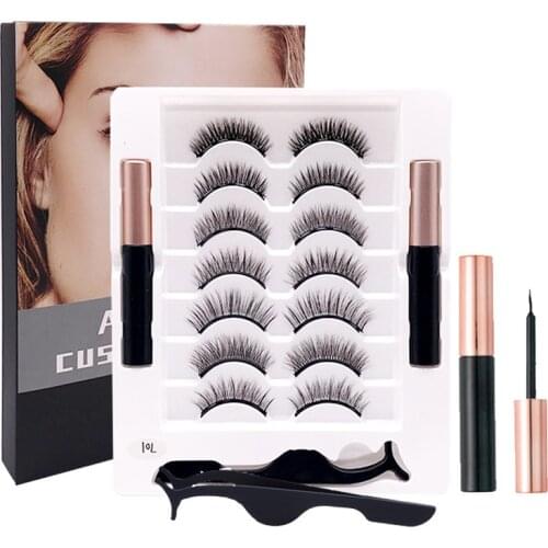 Magnetic Eyelashes Set Full Strip 5/7/10 Pair Natural Cilia False Eyeliner Dramatic Volume Thick Synthetic Eye Lashes Makeup