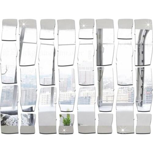 24Pcs/1Set Wall Stickers Anti-corrosion Easy to Stick Glossy Surface Mirror Wall Stickers for Living Room