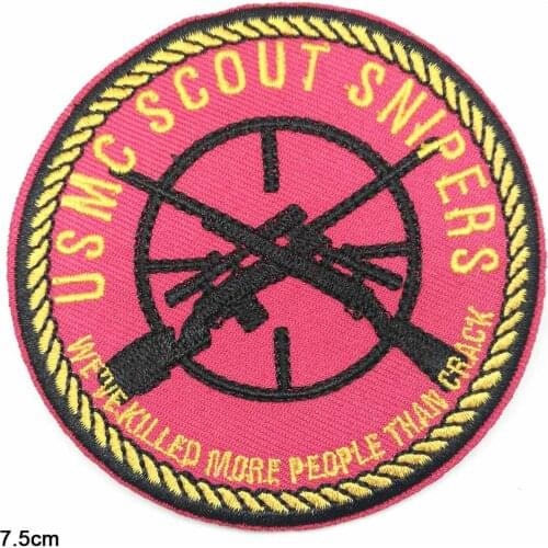 US Scount Snipers Gun Theme Iron On Embroidered Clothes Patches For Clothing Stickers Garment Wholesale
