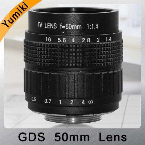 Yumiki GDS 50mm F/1.4 CCTV Lens C Mount CCTV Lens features alloy casing lens