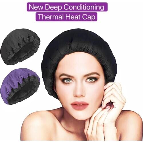 Thermal Heated Cap Hair Care Treatment Deep Conditioning Thermo-Hat Microwavable Steaming Microfiber Cotton Reversible Flaxseed