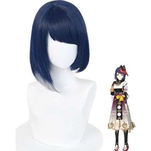 Game Genshin Impact Kujyo Sara Short Wig Cosplay Costume Heat Resistant Synthetic Hair Women Carnival Party Wigs