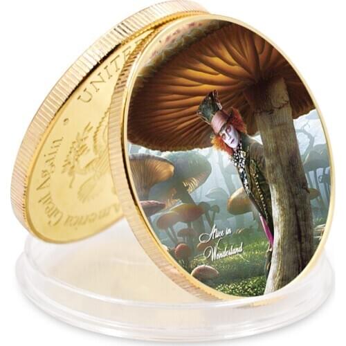 2021Holiday Gift Alice Gold Plated Coin Holiday Gift Art Craft Gift Valentines Day Present