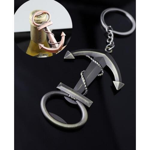 Retro Simple Anchor Pendant Bottle Opener Keychain Metal Beer Bottler Key Chain Multi-function Key Ring F20173787