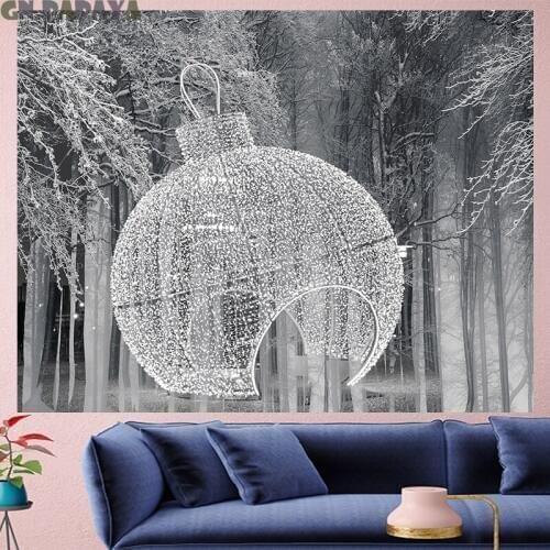 Christmas forest snow tapestry Wall Hanging farmhouse decor Scenic 3d goblen landscape boheme Polyester Yoga mat white goblen