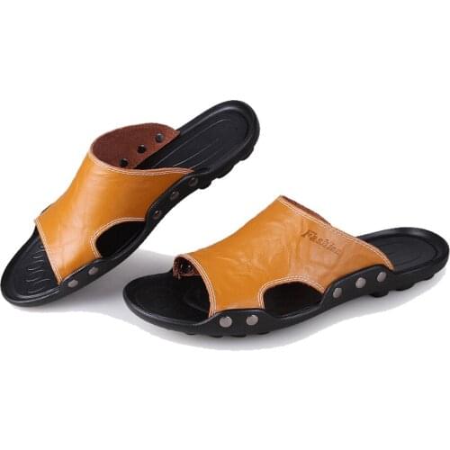 Men Sandals Leather Casual Shoes Flip Flop Sapatos Masculino Summer Shoes Mens Slippers Size 46 Beach Sandal Fashion