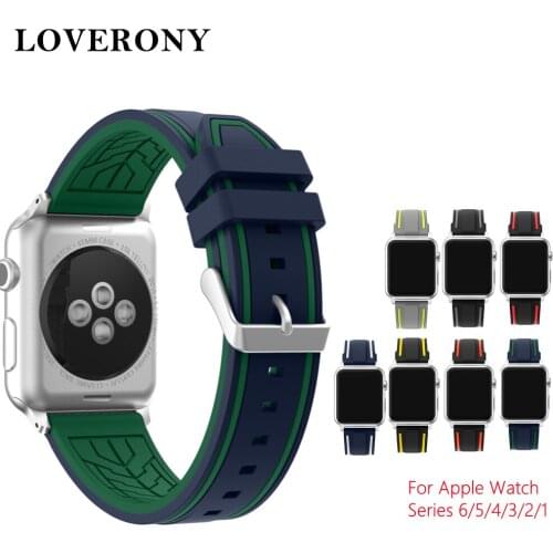 Silicone Bracelet for Apple Watch Band 38mm 42mm 40mm 44mm Accessories For Apple iWatch Series 6/5/4/3/2/1 Sport Wristbands