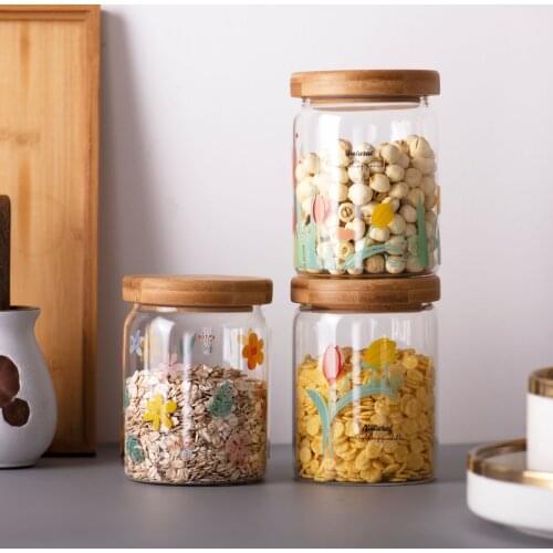 Storage wood cover glass sealed tank storage tank ins with cover high temperature moisture-proof grain snack storage vacuum tank