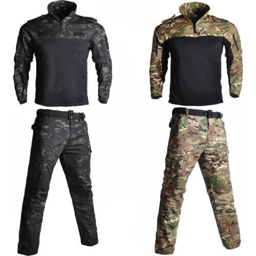Tactical Camouflage Military Uniform Clothes Frog Suits Men Hunting Training Ghillie Suit Airsoft Sniper Combat Shirt + Pants