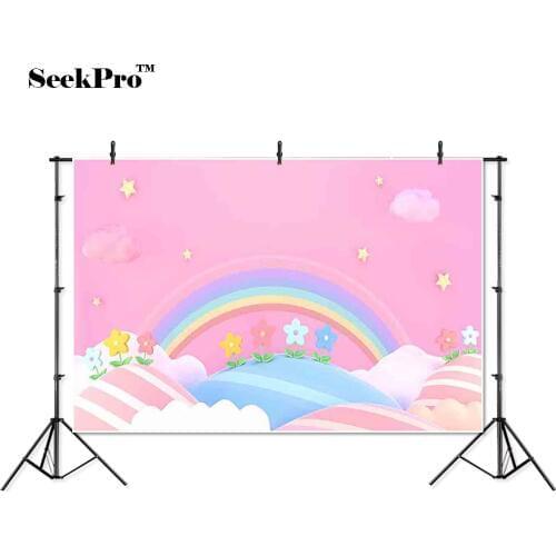 Thin vinyl flowers rainbow mountain baby children Banner Backgrounds Printed Professional Indoor Photographic studio Backdrop
