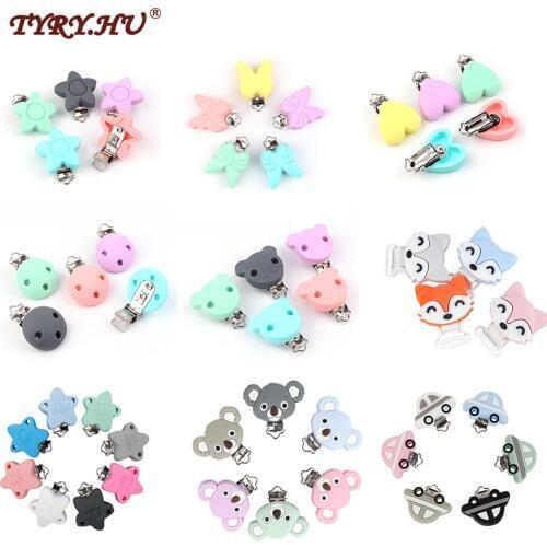 TYRY.HU Silicone Teether Clips 10PC DIY Baby Pacifier Nursing Chain Holder Soother Nursing Jewelry Toy Clip Teething Accessories