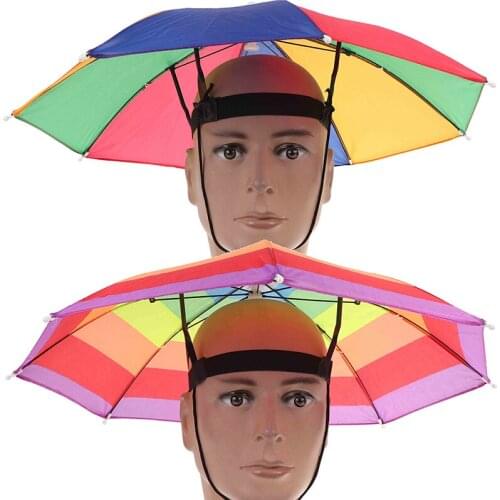 Outdoor Foldable Sunscreen Shade Umbrella Hat Fishing Cap Sport Umbrella Hat Hiking Camping Headwear Cap Head Hats