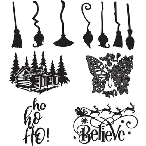 Belived Hohoho Words Halloween Broom Skeleton Butterfly Forest Cutting Dies For DIY Scrarpbooking Paper Cards Crafts 2021 New