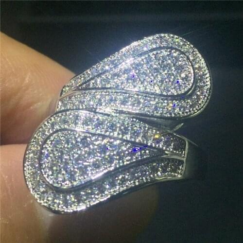 Leaves Shape Jewelry 925 sterling silver ring pave setting 100pcs 5A zircon Stone Engagement Wedding Band Rings for Women