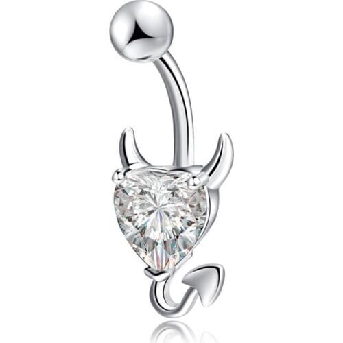 1 Pcs Women Fashion Crystal Heart Navel Belly Button Ring Personality Piercing Navel Nail Jewelry Accessories