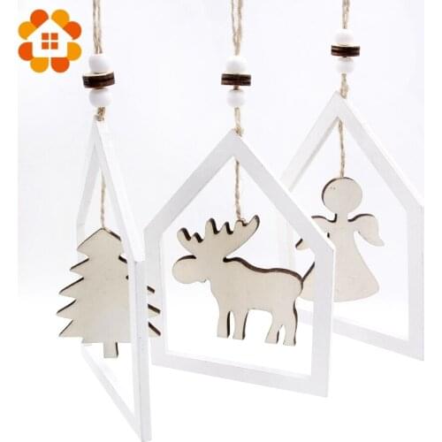 1PC DIY Beautiful Creative Wooden Christmas Pendants Wood Crafts Decoration Bell Christmas Ornaments Party Home Decor Supplies
