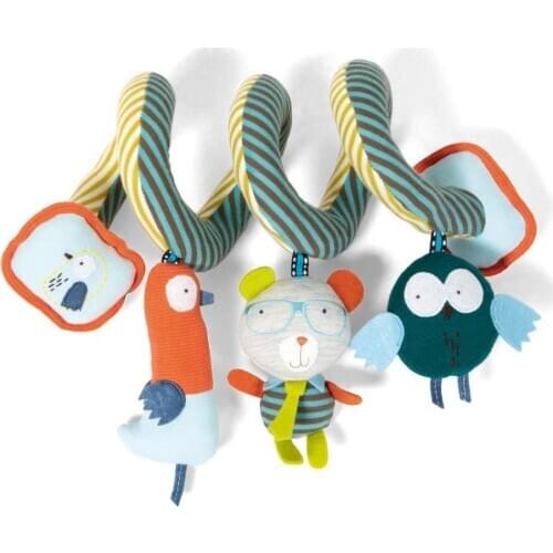 1pcs New Design High Quality Cute Infant Multifunctional Bed Mobile Kids Music Educational Stroller Plush soft toys Baby Rattles