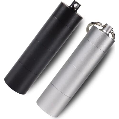 1PC Silvery Aluminum Alloy Waterproof Canister Medicine Seal Bottle Outdoor EDC Tool