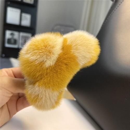 100% Real Genuine Real Rex Rabbit Fur Hair Clip Women Accessory Burst Hair Headband Elastic Holder High Quality Luxury Fashion