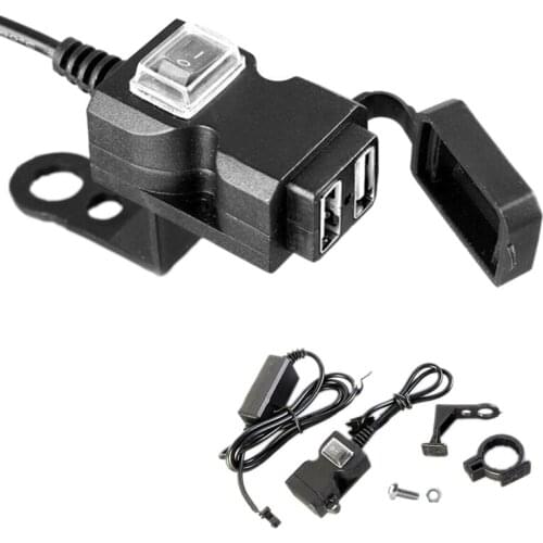12V Waterproof Motorbike Motorcycle Dual-USB Charger Power Socket Adapter Outlet