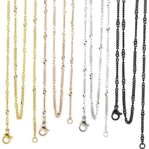 18''-32'' Rose Gold/Gold/Black 316 Stainless Steel 1.8mm Elegant Chain Pendant Necklace Jewelry for women