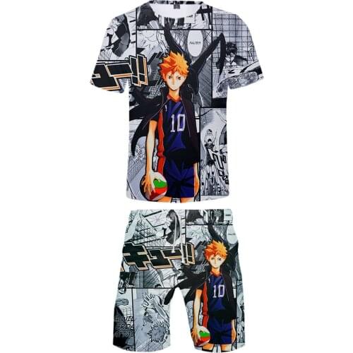 3D Comic Haikyuu!! Kids Two-piece Sets Casual Boys Girls New T shirt+Beach Shorts Popular Mens/Boys Hip Hop Summer Suits