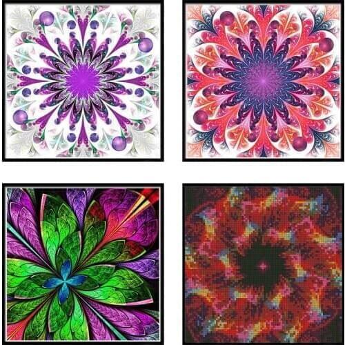 5D Diamond Painting Flower Mandala Cross Stitch Diamond Mosaic DIY Colorful Flower Mandala Diamond Embroidery Home Decoration