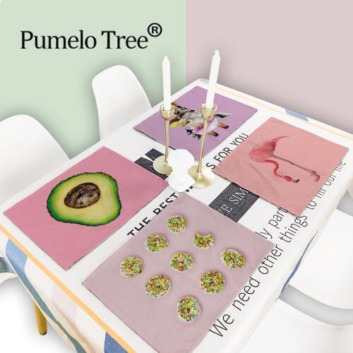 Kitchen Accessorie Coasters Cartoon Animal Flamingo Mug Table Mat Linen 42*32Cm Table Placemats For Dining Table Doily Dish Mat