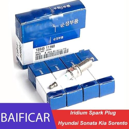 Baificar Brand New Genuine 4PCS Iridium Spark Plug 18845-11160 FR8NII35U For Hyundai Sonata Kia Sorento
