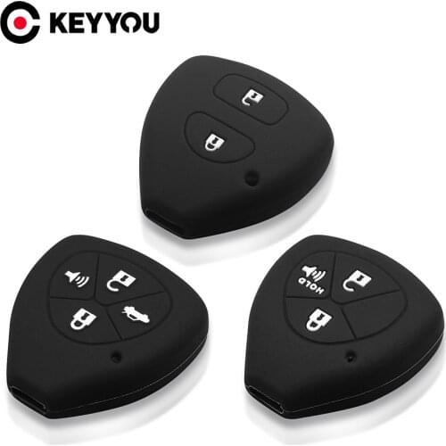 KEYYOU Silicone Car Key Case Cover 2/3/4 Button For Toyota Auris HiLux Corolla Fortuner Prado Verso Camry Yaris Vitz Vios Ractis