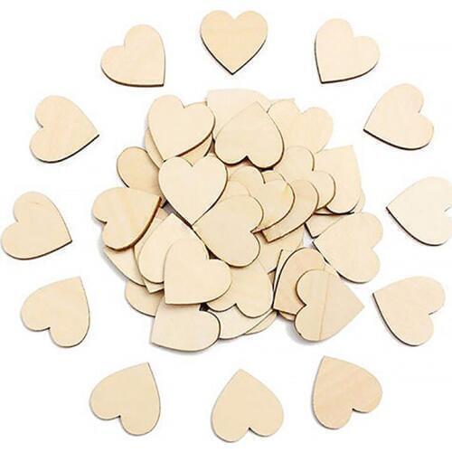 10/25/50/100Pcs Wood Slices Love Heart Wedding Decoration Scrapbooking Crafts DIY Handmade Christmas Home Decorations