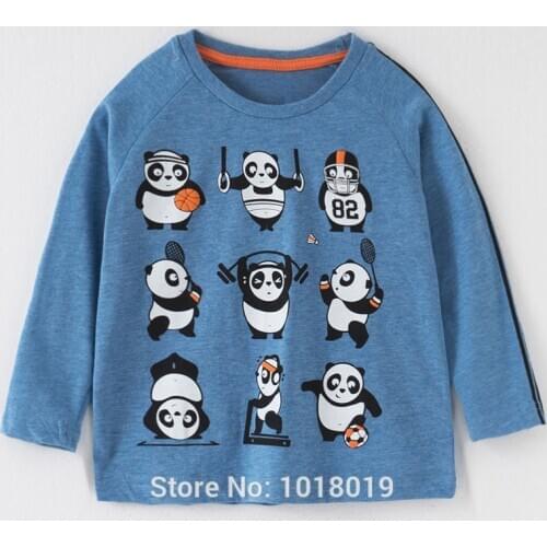 Panda 100% Cotton T-Shirt Long Sleeve Children Undershirt Baby Boys Clothes Brand Infant Kids t shirt Tops Tee Boys Blouses 1-7Y