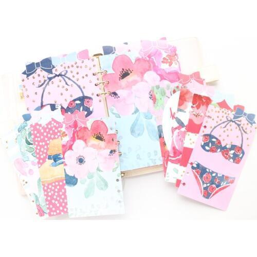 Domikee original cute Bow tag cartoon 6 holes index paper dividers set for binder spiral planner notebooks stationery A5A6 4pcs
