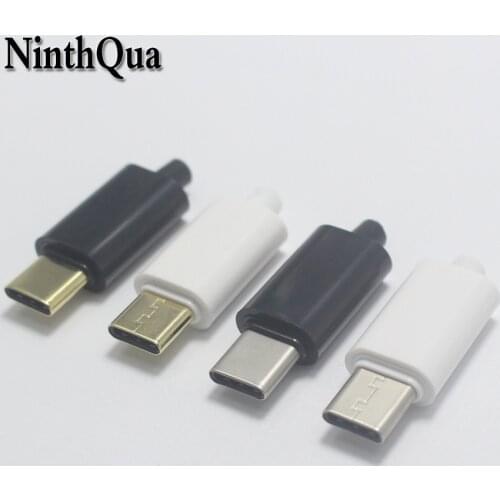 EClyxun 2set Gold-plated OTG USB 3.1 5P Type C Male Plug Welding Type USB-C 4 in 1 DIY Repairs Cable Charger Connector for Phone