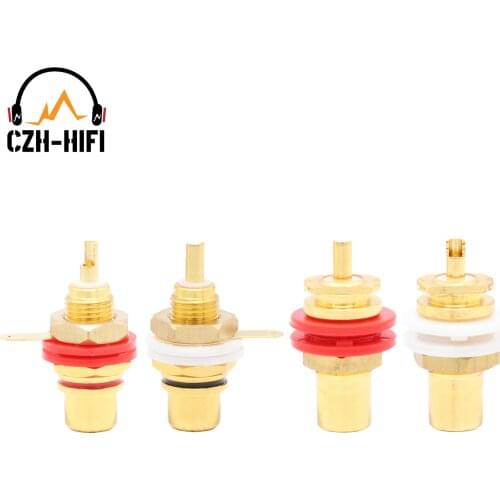 EIZZ High End RCA Socket 24K Gold Plated Brass Audio Phono Female Jack Connector Amplifier DAC TV Subwoofer Terminal Panel Mount