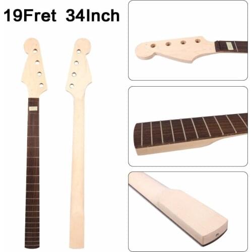 34 inch left hand electric bass guitar neck unfinished 19 fret maple made rosewood fingerboard