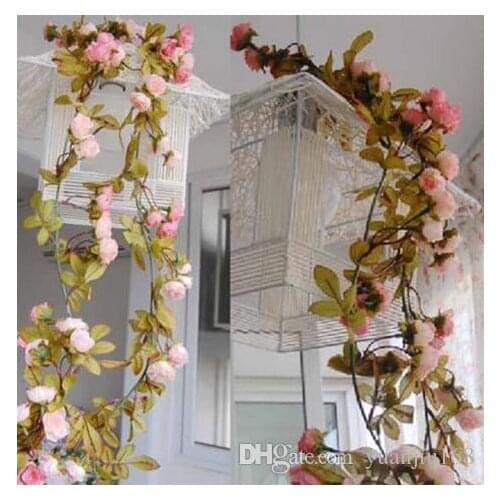 2.2M Artificial Silk ROSE Fake Flower Fall Yellow Leaf Hanging Garland Plants Party Home Wedding Garden Floral Decoration