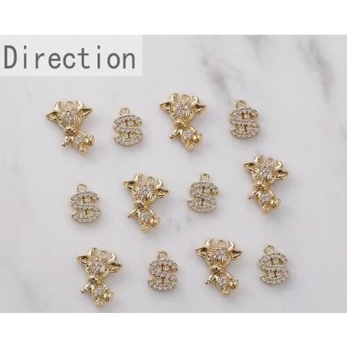 Jinniu jewelry calf pendant zircon zodiac mascot coin pendant DIY necklace earrings bracelet material