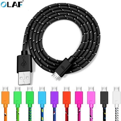 Olaf Nylon Braided Micro USB Cable Phone Charging Data Cable For Samsung Huawei Xiaomi Tablet Android USB Charger Cable 1m/2m/3m