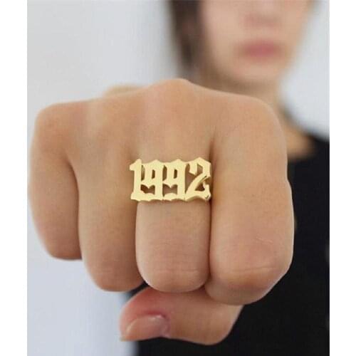 Personalized Number Rings For Women Men Customized Date Ring Custom Year 3D Ring Stainless Steel Punk Style Jewelry Gift