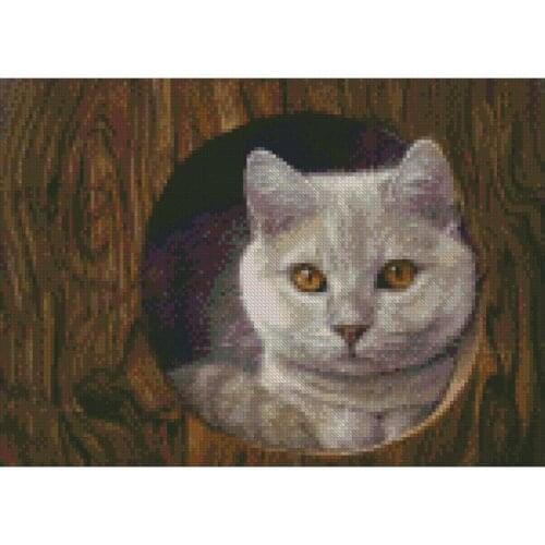 Cat in Woods, 100% Cotton Cross Stitch kits,150x100 stitch,27x17cm,Cotton needlework,sampler DIY, cotton Cat Cross Stitch Kits